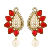 Designer Paisley Antique Rhodium Plated Red Earring For Women
