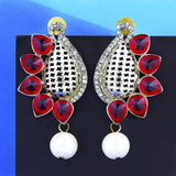 Designer Paisley Antique Rhodium Plated Red Earring For Women