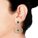 Filigree Pear Black Antique Rhodium Dangling Earring For Women