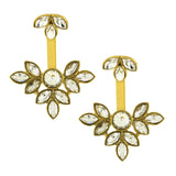 Flower Antique Gold Plated Ear Cuff Jacket Pair For Women