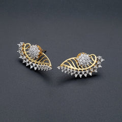 Flower 18K Gold Plated Ear Cuff Jacket Pair Stud Earring For Women