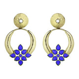 Turkish Gold Plated Dark Blue Pearl Designer Earring For Women