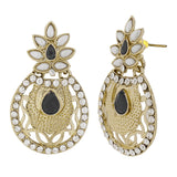 Flower Filigree Antique Rhodium Pearl Black Earring For Women