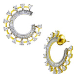 Chaand Crescent American Diamond Baguette 18K Gold Stud Earring