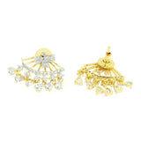 Flower Marquise American Diamond Cz Gold Dangling Earring For Women