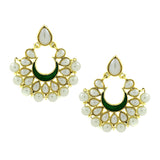 Chaand Bali Green Enamel Meenakari Gold Pearl Jhumki Earring Women