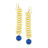 Italian Gold Plated Blue Dangling Earring For Women