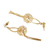 Dainty Rose Gold American Diamond Cz Dangling Tassel Earring For Women