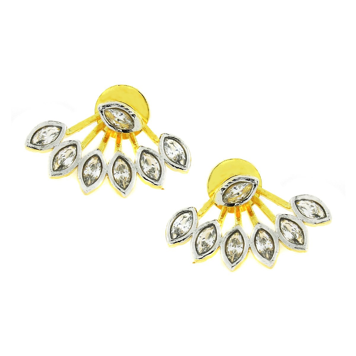 Flower American Diamond Cz Gold Ear Cuff Pair Earring For Women