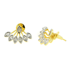Flower American Diamond Cz Gold Ear Cuff Pair Earring For Women