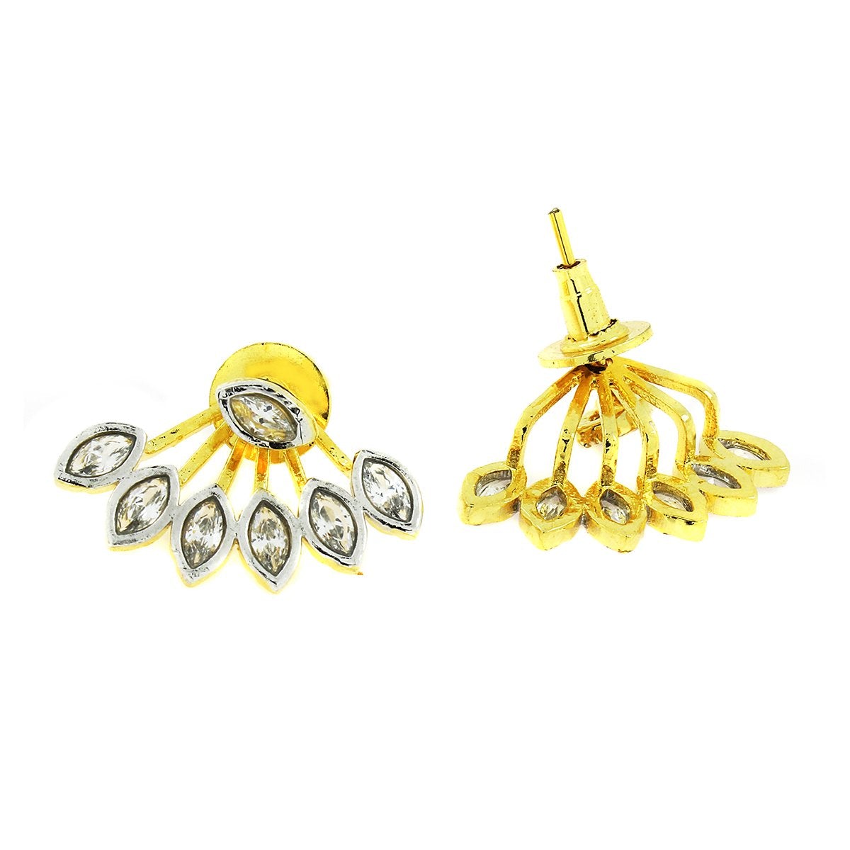 Flower American Diamond Cz Gold Ear Cuff Pair Earring For Women