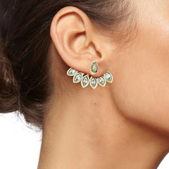 Flower American Diamond Cz Gold Ear Cuff Pair Earring For Women