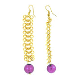 Italian Gold Plated Purple Dangling Earring For Women