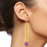 Italian Gold Plated Purple Dangling Earring For Women