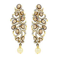 Victorian Lct Kundan Polki American Diamond Gold Dangling Earring