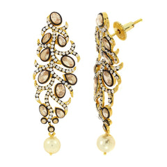 Victorian Lct Kundan Polki American Diamond Gold Dangling Earring
