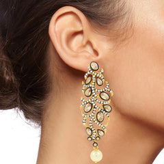 Victorian Lct Kundan Polki American Diamond Gold Dangling Earring