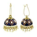 Blue Purple White Gold Meenakari Pearl Enamel Jhumki Earring Women