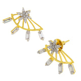Flower American Diamond Cz Gold Ear Cuff Jacket Earring For Women
