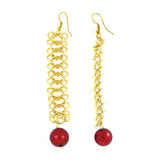 Italian Gold Plated Red Dangling Earring For Women