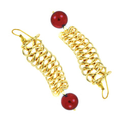 Italian Gold Plated Red Dangling Earring For Women