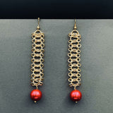 Italian Gold Plated Red Dangling Earring For Women