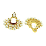 Chaand Bali Maroon Enamel Meenakari Gold Pearl Jhumki Earring