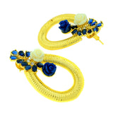 Designer Flower Gold American Diamond Sapphire Blue Earring For Women