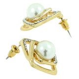 Daily Work Wear Pearl American Diamond Gold Stud Earring For Women
