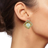 Daily Work Wear Pearl American Diamond Gold Stud Earring For Women