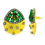 Indo-Western Emerald Green American Diamond Cz Gold Stud Earring