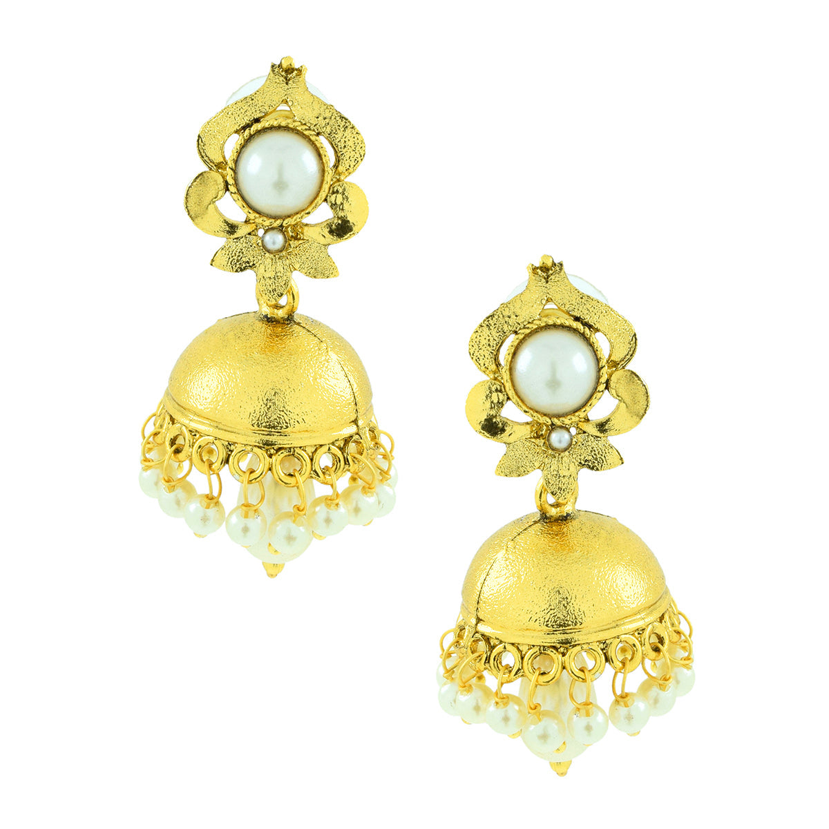 Traditional 22K Matte Gold Plated Pearl Jhumki Earring For Women