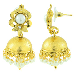 Traditional 22K Matte Gold Plated Pearl Jhumki Earring For Women