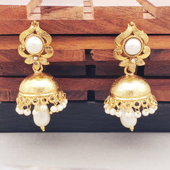 Traditional 22K Matte Gold Plated Pearl Jhumki Earring For Women