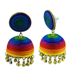 Handmade Thread Multi Colour Antique Gold Jhumki Earring For Women