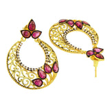Chaand Bali Gold Sapphire Pink American Diamond Cz Jhumki Earring