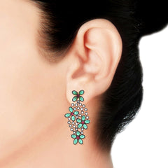 Floral Red Green Kundan Gold Dangling Delicate Earring For Women