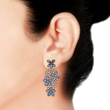 Floral Blue Kundan Gold Plated Dangling Delicate Earring For Women
