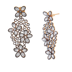 Floral Kundan Gold Plated Dangling Delicate Earring For Women