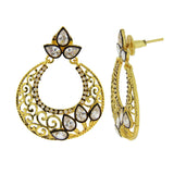 Chaand Bali Gold Kundan Polki American Diamond Cz Jhumki Earring