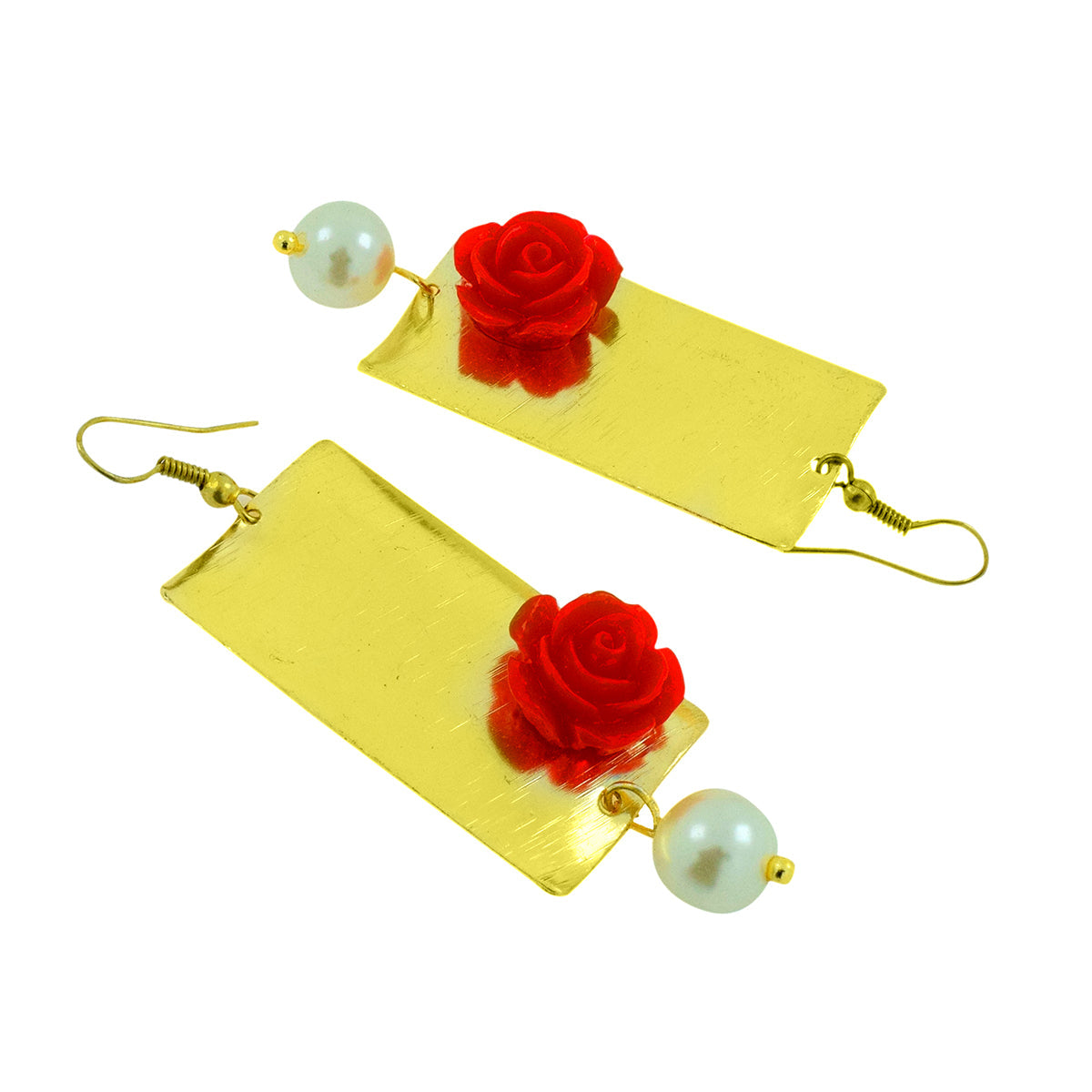 Daily Dangling Gold Plated Rose Pearl Earring For Women