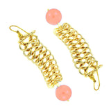 Italian Gold Plated Baby Pink Long Dangling Earring For Women