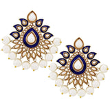 Traditional Gold Plated Dark Blue Meenakari Pearl Festive Earring