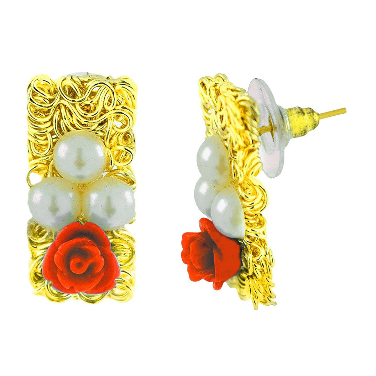 Buy OOMPH Red Matte Enamel Oversized Floral Stud Earrings Online At Best  Price @ Tata CLiQ