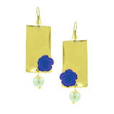 Daily Dangling Gold Plated Neon Blue Pearl Earring For Women