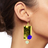Daily Dangling Gold Plated Neon Blue Pearl Earring For Women