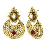 Traditional Chand Bali Ruby Antique 22K Gold Plated Earring For Women