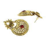 Traditional Chand Bali Ruby Antique 22K Gold Plated Earring For Women