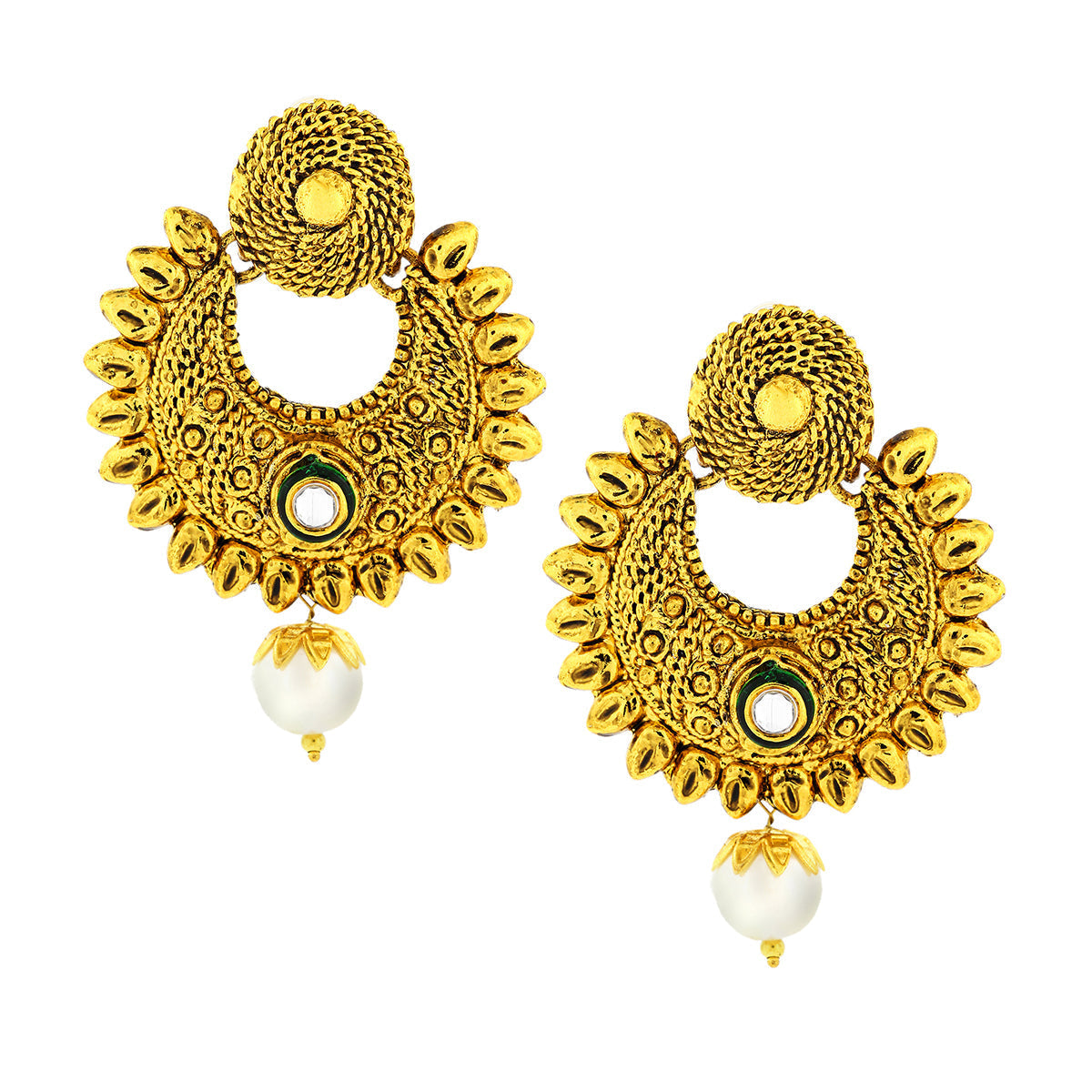 Traditional Antique 22K Gold Plated Chand Bali Earring For Women