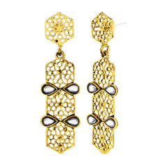 Italian Kundan 14K Gold Plated Dangling Earring For Women